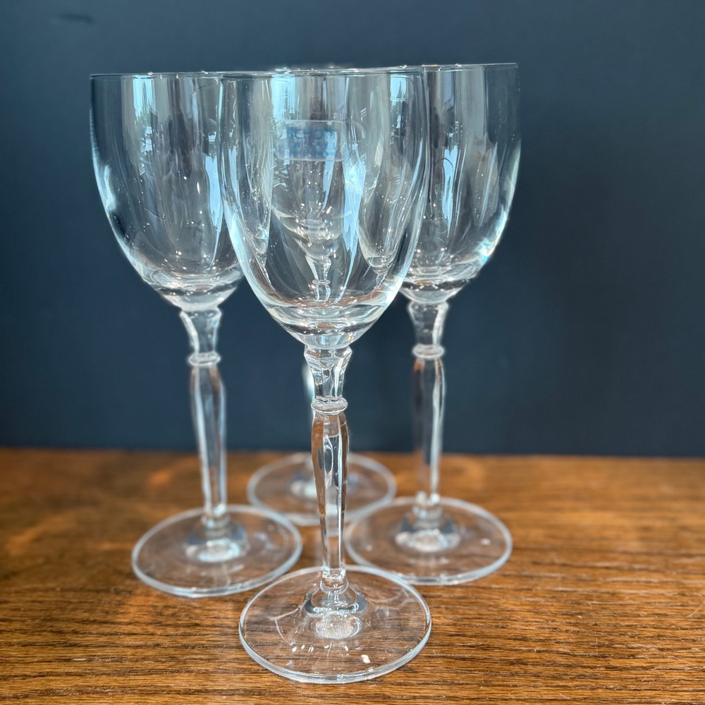 Schott Zwiesel Wine Glasses Set of 4 Faceted Stem Clear Crystal‎ Germany Vintage